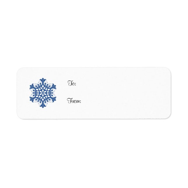 Étiquette de étiquette de cadeau Blue Snowflake (Devant)