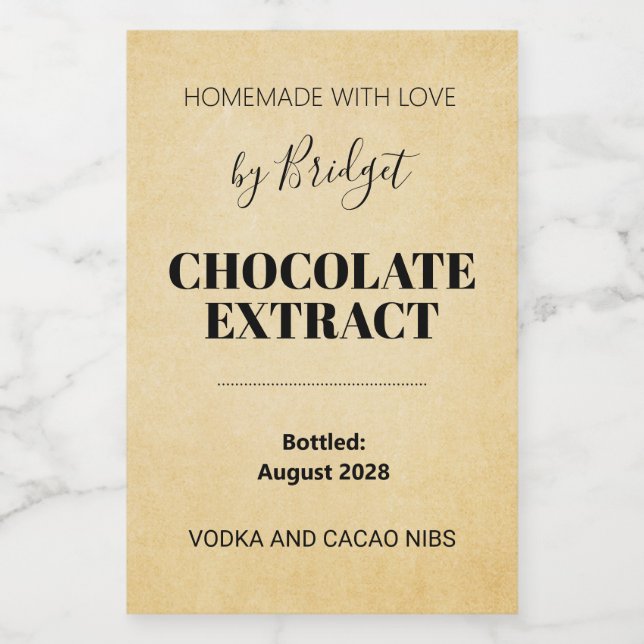 Étiquette de Extrait de Chocolat Personnalisable (Étiquettes simples)