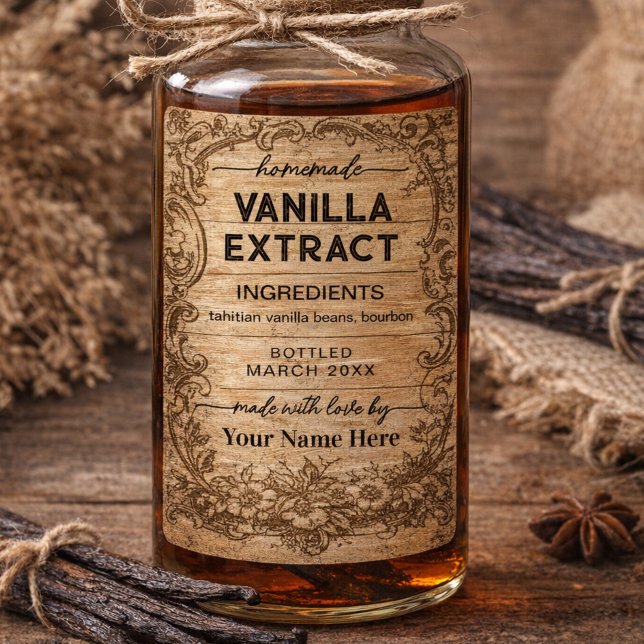 Étiquette de Extrait de Vanille Maison Vintage Scr (Créateur téléchargé)
