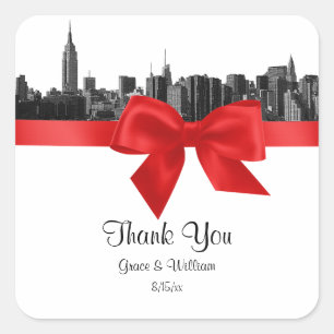 Étiquette de faveur BW ciel de NYC en rouge