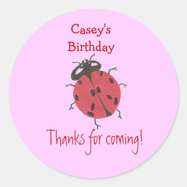 Étiquette de faveur d'anniversaire de coccinelle (Devant)