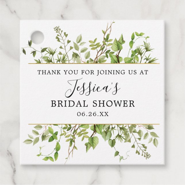 Étiquette de faveur de babille de mariage de verdu (Devant)