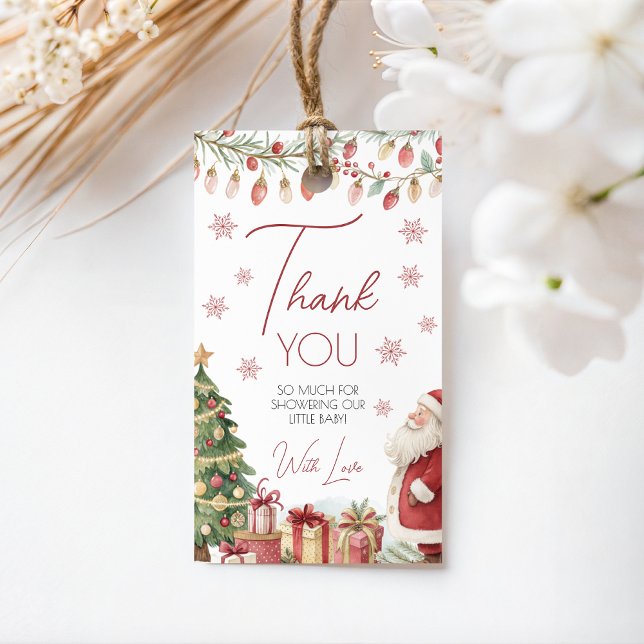 Étiquette de faveur de Baby Shower de Noël (Créateur téléchargé)
