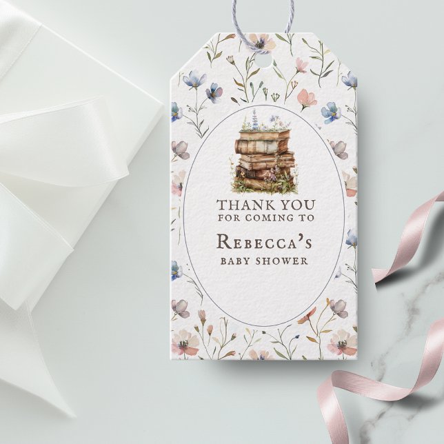 Étiquette de faveur de baby shower délicate avec f (Créateur téléchargé)