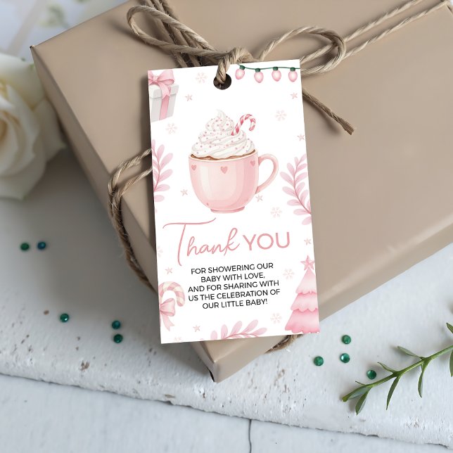 Étiquette de faveur de baby shower d'hiver rose (Créateur téléchargé)