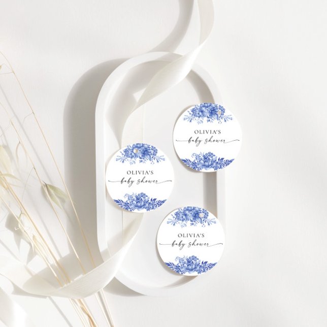 Étiquette de faveur de Baby Shower Fleurie Porcela (Créateur téléchargé)