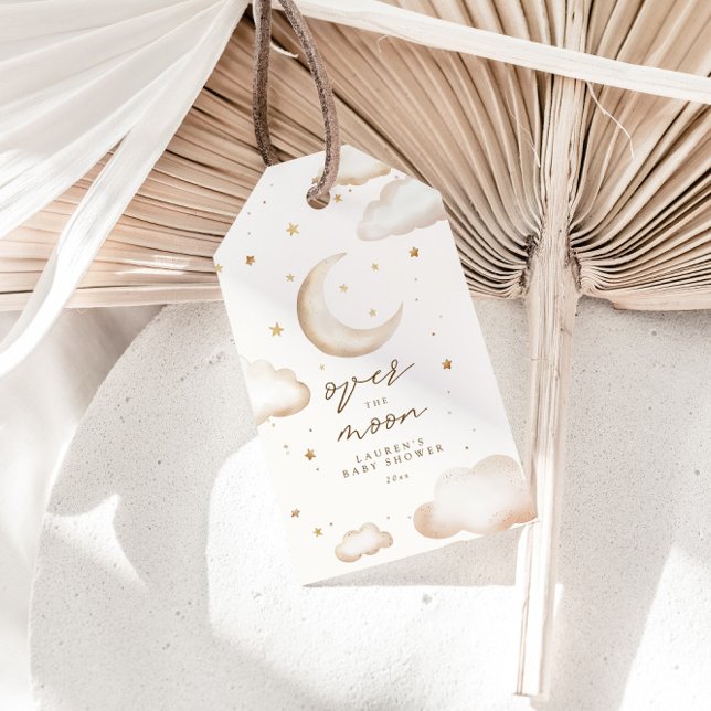 Étiquette de faveur de baby shower Over the Moon (Créateur téléchargé)