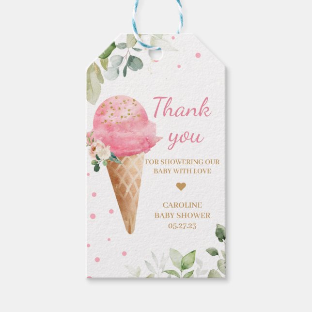 Étiquette de faveur de Baby Shower pour glace rose (Devant)
