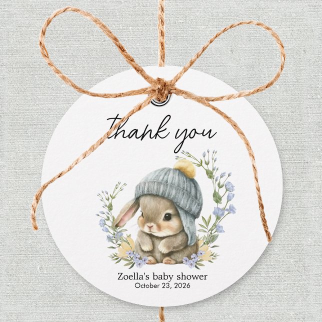 Étiquette de faveur de Baby Shower Simple Lapin (Simple Bunny Rabbit Baby Shower Favor Tag 1)