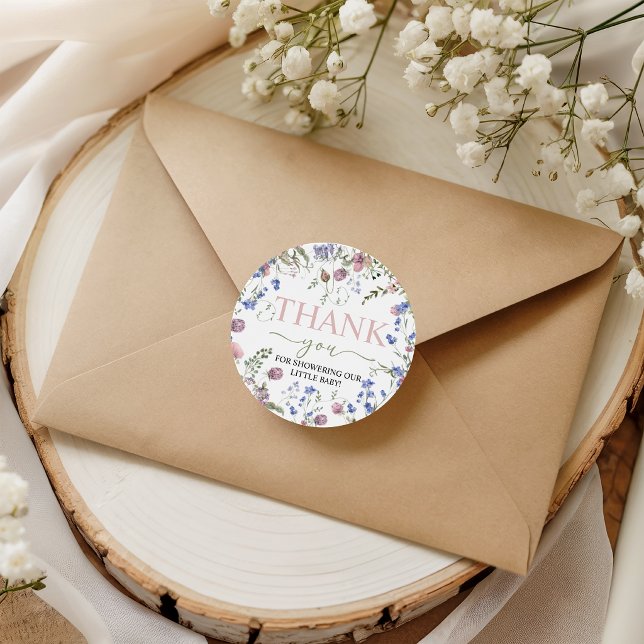 Étiquette de faveur de baby shower Wildflower (Créateur téléchargé)