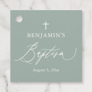Étiquette de faveur de baptême de garçon croix bla
