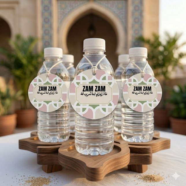 Étiquette de faveur de bouteille d'eau Zamzam élég (Créateur téléchargé)