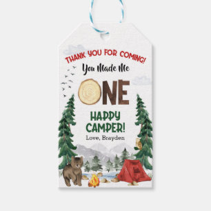 Étiquette de faveur de campeur heureux