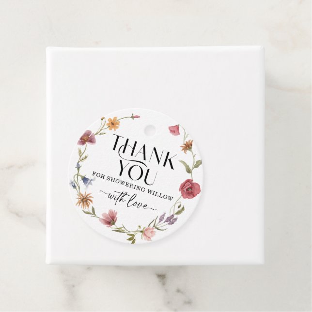Étiquette de faveur de champ de fleurs sauvages Bo (En situation)