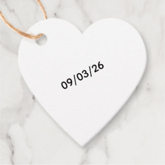 Étiquette de faveur de date de cœur personnalisée