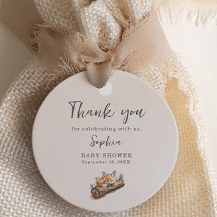 Étiquette de faveur de douche bébé beige chaud ren