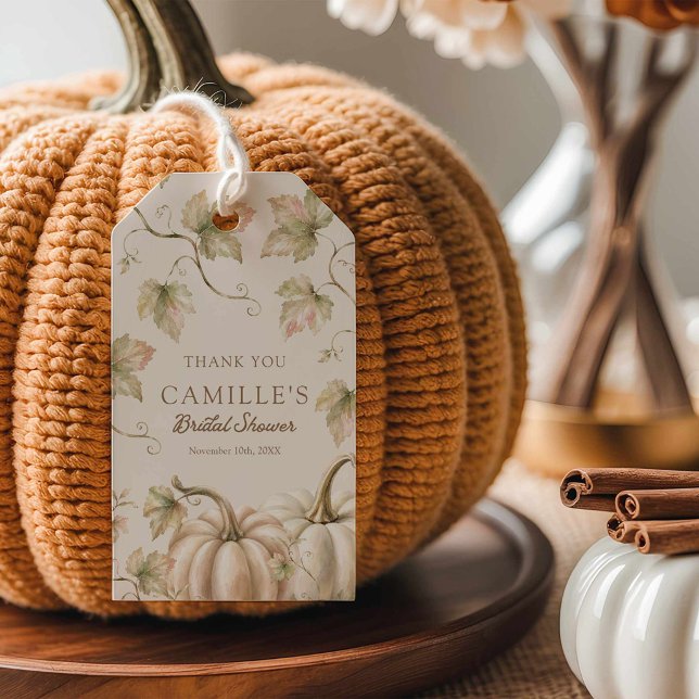 Étiquette de faveur de douche de mariage de citrou (Fall Pumpkin Bridal Shower Favor Tag)