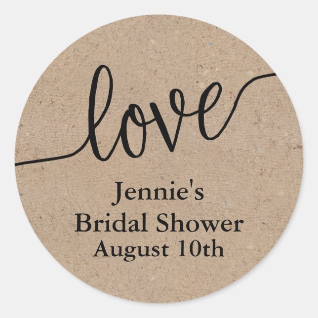 Étiquette de faveur de douche nuptiale de Kraft ru (Devant)