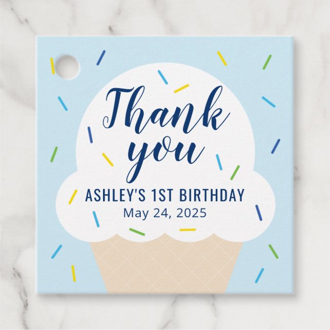 Étiquette de faveur de fête de glace pour garçon (Devant)