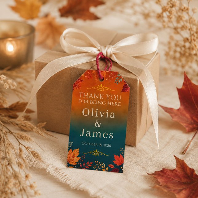 Étiquette de faveur de feuilles d'automne rustique (Créateur téléchargé)
