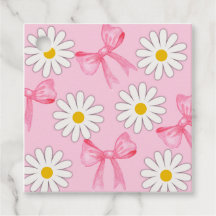 Étiquette de faveur de fleur et de ruban de margue