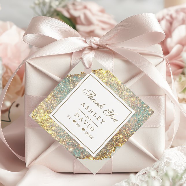 Étiquette de faveur de glitter holographique iride (Créateur téléchargé)