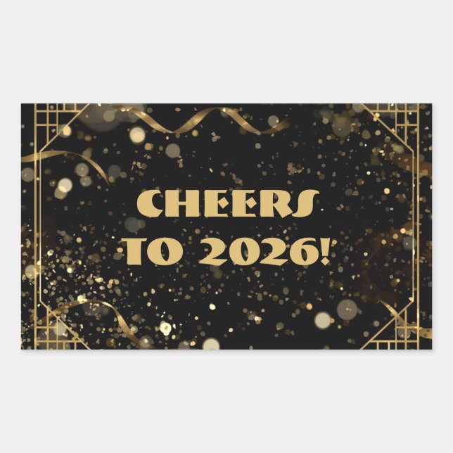 Étiquette de faveur de la Saint-Sylvestre | Noir e (Devant)