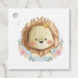Étiquette de faveur de lionceau mignon aquarelle