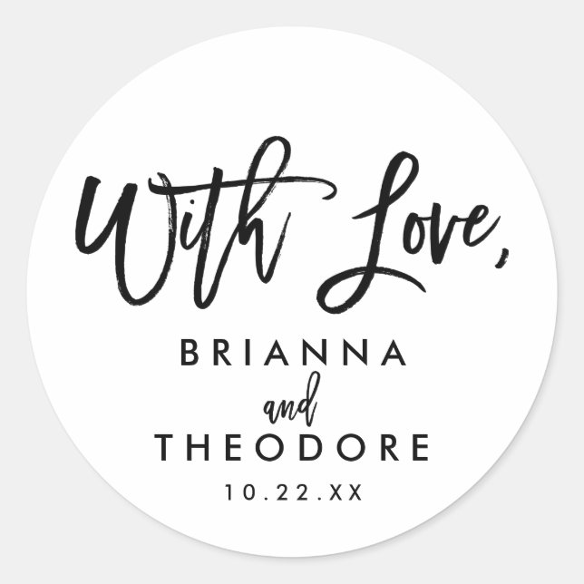 Étiquette de faveur de mariage chic avec amour (Devant)