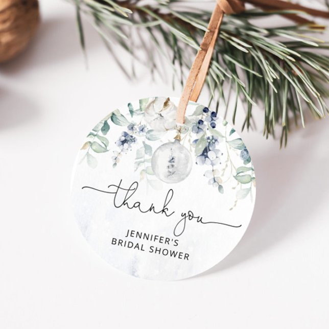 étiquette de faveur de mariage d'hiver eucalyptus (Créateur téléchargé)