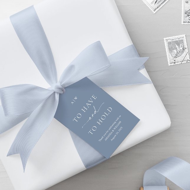 Étiquette de faveur de mariage élégante bleu pouss (Créateur téléchargé)