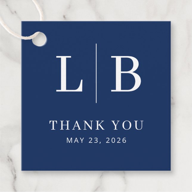 Étiquette de faveur de mariage élégante en serif b (Devant)
