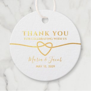 Étiquette de faveur de mariage en feuille d'or pho