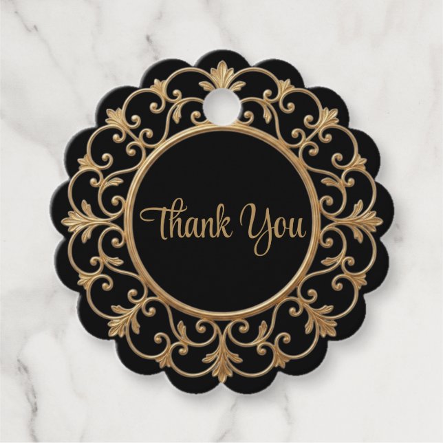Étiquette de faveur de mariage gothique élégant et (Devant)