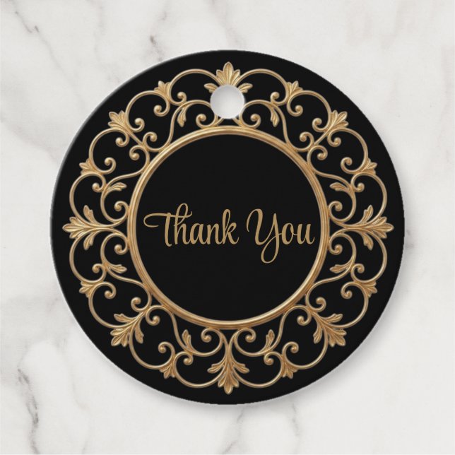 Étiquette de faveur de mariage gothique élégant et (Devant)