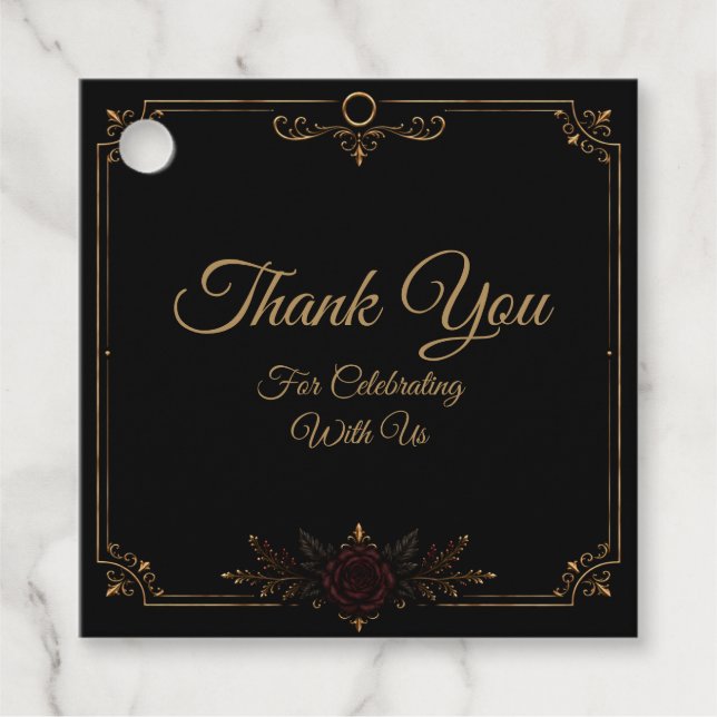 Étiquette de faveur de mariage gothique élégant fo (Devant)