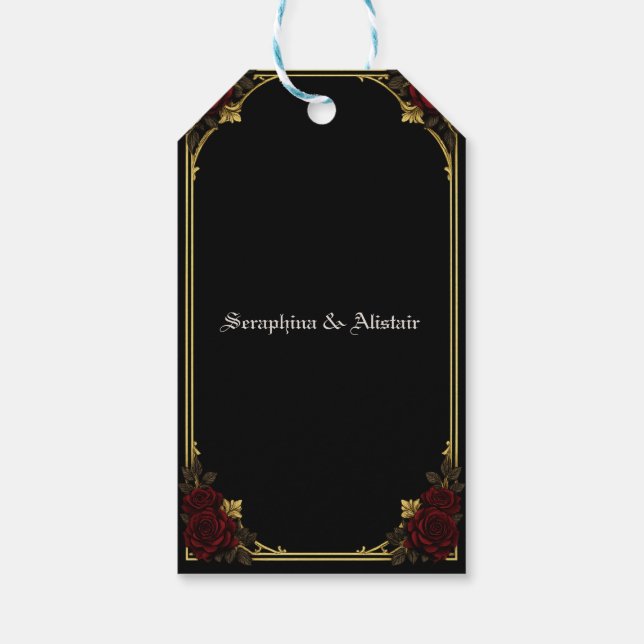 Étiquette de faveur de mariage gothique foncé élég (Dos)