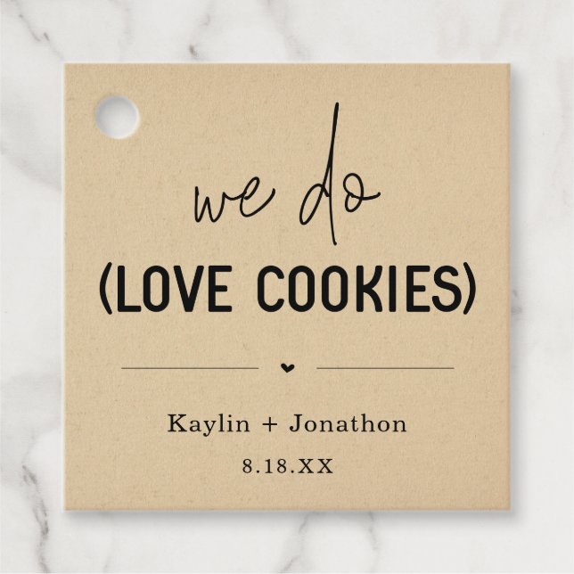 Étiquette de faveur de mariage We Do Love Cookies (Devant)