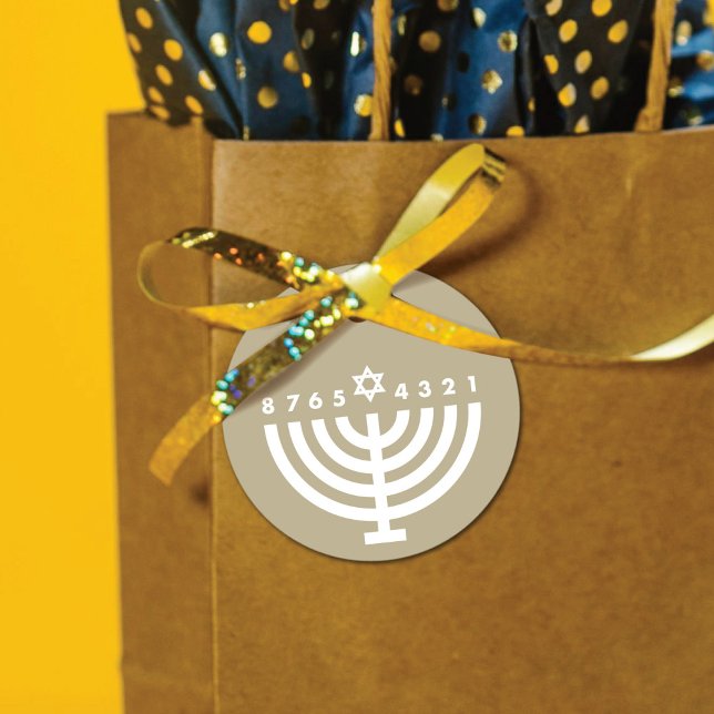 Étiquette de faveur de Menorah de Hanukkah moderne (Créateur téléchargé)