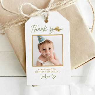Étiquette de faveur de photo de premier anniversai