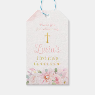 Étiquette de faveur de première communion en flora