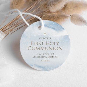 Étiquette de faveur de première communion garçon a