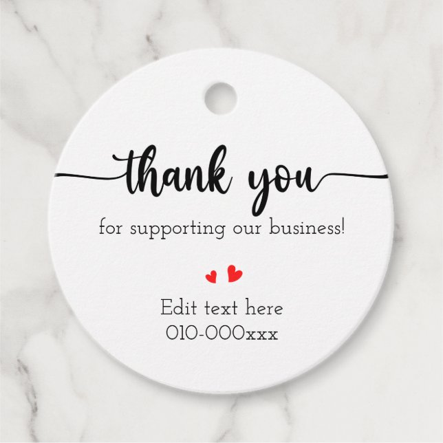 Étiquette de faveur de remerciement (Devant)