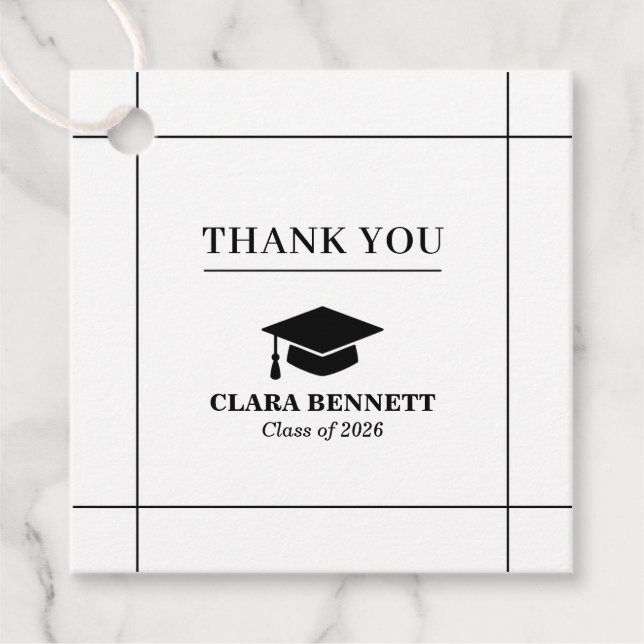 Étiquette de Faveur de Remise de Diplôme 2026 Noir (Devant)