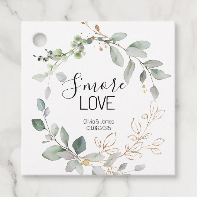 Étiquette de faveur de S'more d'amour de mariage v (Devant)