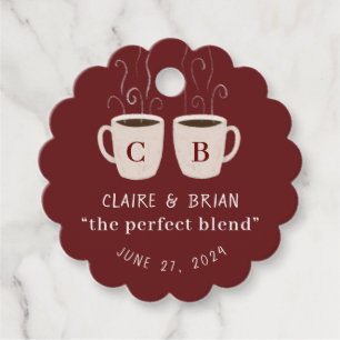 Étiquette de faveur de tasses monogramme mélange p