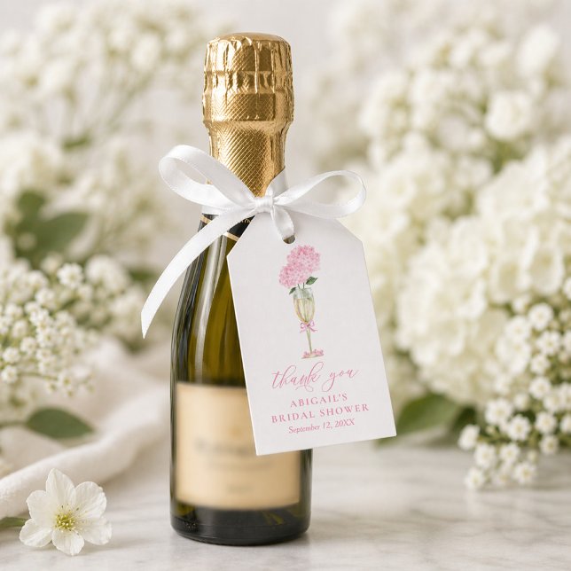 Étiquette de faveur de verre à champagne Hydrangea (Créateur téléchargé)