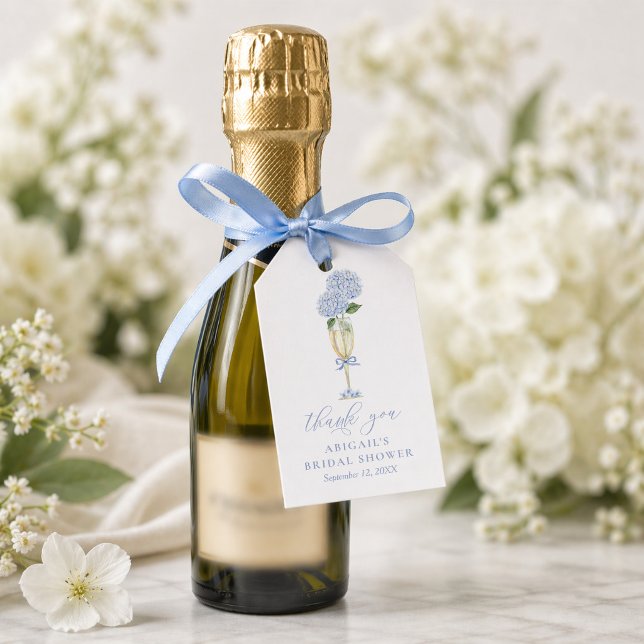 Étiquette de faveur de verre à champagne Hydrangea (Créateur téléchargé)