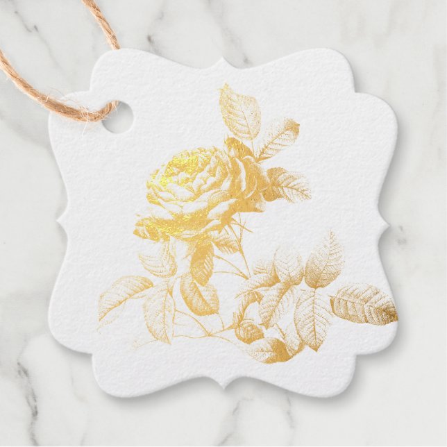 Étiquette de faveur en feuille de rose (Devant)