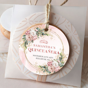 Étiquette de faveur Mis Quince Fleur rose Blush Eu